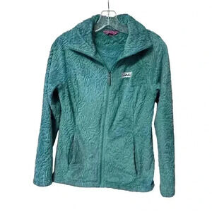 Women’s Teal Soybu Fuzzy Fleece Jacket Vail Logo Size Small
